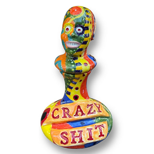 RA Hetherington "Crazy Shit" 5" Ceramic Sculpture DF5979
